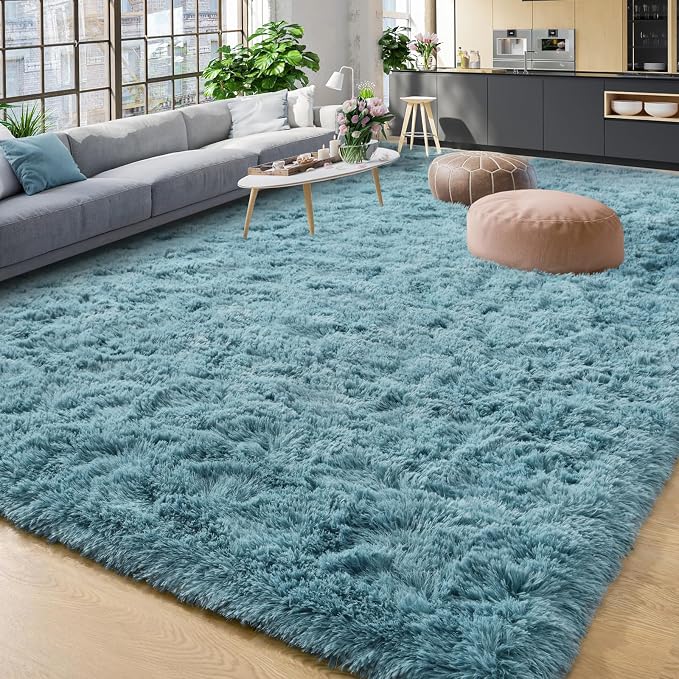 YJ.GWL Area Rugs for Living Room Bedroom, 5x8 Machine Washable Large Teal Carpet by YJGWLHomeDecor