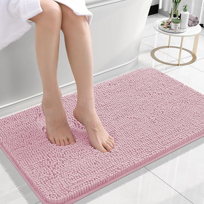 OLANLY Small Bathroom Rugs 24x16, Extra Soft Absorbent Chenille Bath Rugs by OLANLY