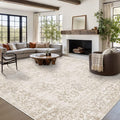 Rugxara 9x12 Extra Large Washable Area Rug, Soft Neutral Vintage Boho Rug by Rugxara