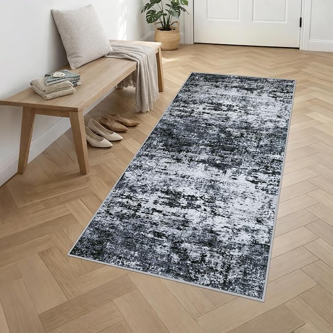 Washable Area Rug 3x8 Entryway Rug: Washable Modern Abstract Soft Thin Rug - Image 3