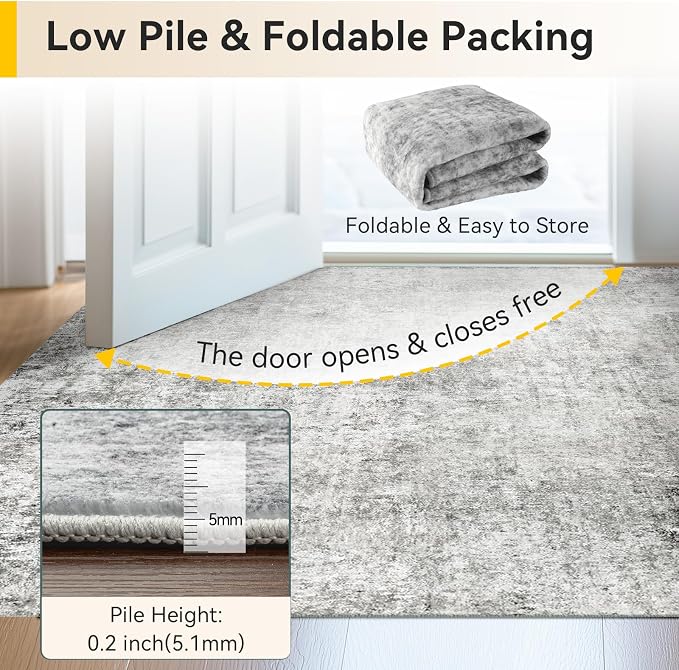 RELEANY Washable Area Rugs 4'x6' Non-Slip Modern Abstract Soft - Image 6