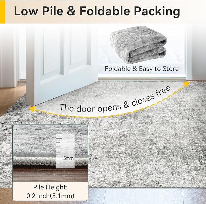 RELEANY Washable Area Rugs 6ft Non-Slip Modern Abstract Soft - Image 7