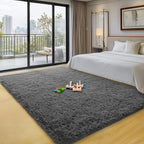 qulint 4x6 Bedroom Area Rug, Soft Fluffy Dark Grey Rug - Image 7