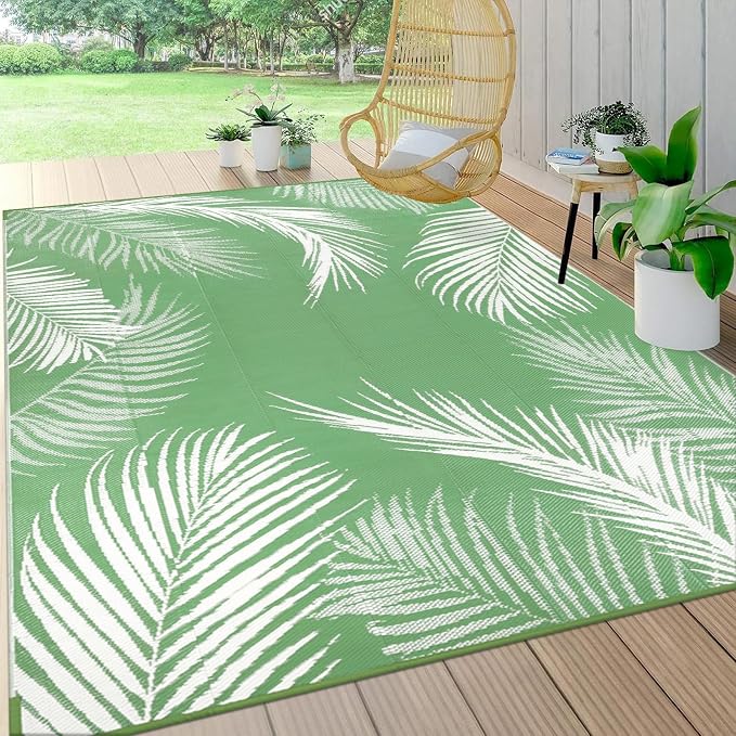 Pauwer Waterproof Outdoor Rug 6x9, Reversible Plastic Straw Patio Camping Rug by Pauwer