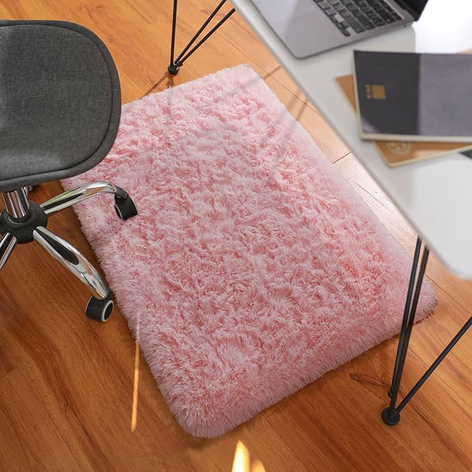 Ophanie Small Rug Washable Non Slip Throw Bedside Area Rugs, Fluffy Soft Pink - Image 5