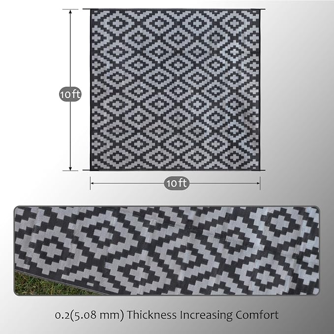 SAND MINE Waterproof Outdoor Rug, Plastic Reversible Rug, Modern Area Rug - Image 2