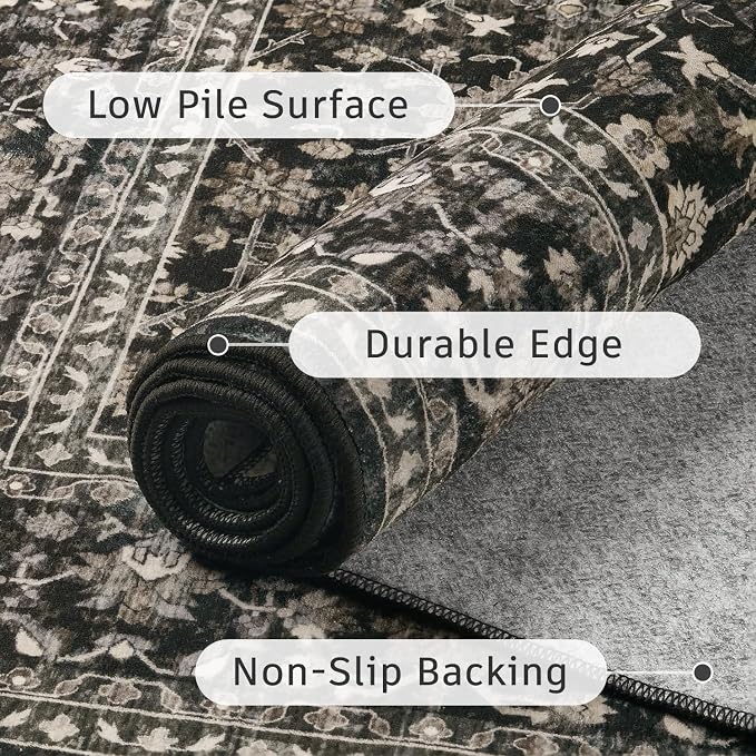 DCX Black 4x6 Rug, Kid & Pet Friendly - Image 6