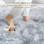KICHOWUA Thick Area Rug Light Grey 6x9 Fluffy Shag - Image 2