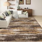 Shag Rugs for Living Room 5x7, Ultra Soft Abstract Brown Big Fuzzy Rugs for - Image 4