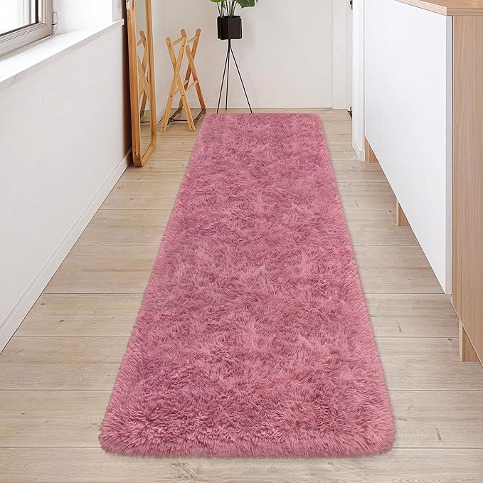 Soft Runner Rug for Bedroom Living Room, 2x6 ft Fluffy Blush Pink Rug for - Image 8