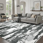 DCX Abstract Area Rug 8x10, Washable Black Modern Rug - Image 5