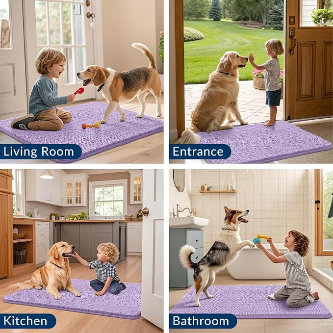 Smiry Dog Door Mat for Muddy Paws 30x20, Absorbent Dirt Trapper, Non-Slip - Image 7