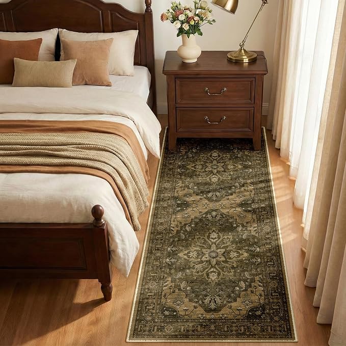 RELEANY Area Rugs Runner 2'x5' Washable Non-Slip, Floral Vintage Distress - Image 2