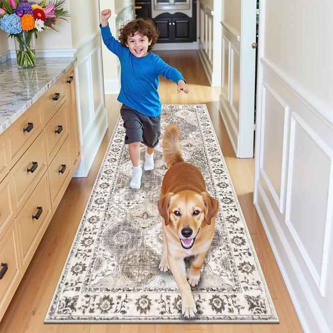 HEBE Washable Hallway Runner Rug 2'x 5' Non Slip Kitchen Rugs Runner, Low Pile - Image 8