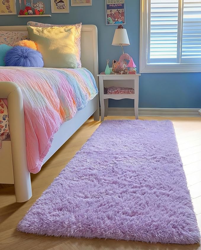PAGISOFE Fluffy Purple Rug 2' x 6' Shaggy Runner Rugs - Image 5