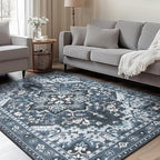 Rugflix 4x6 Area Rugs Machine Washable, Dark Navy Blue Carpet by RugflixAreaRugs