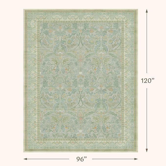 Large 8x10 Bedroom Area Rug, Washable Living Room Rugs, Floral and Botanical - Image 2