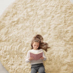 OLANLY Cream Round Rugs for Bedroom by OLANLY