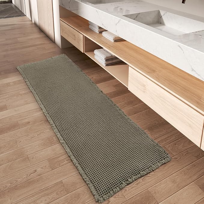 Upgraded Christmas Waffle Runner Rug Super Absorbent Non Slip Bath Mats by AMOAMI