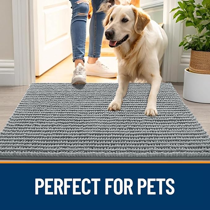 OLANLY Dog Door Mat for Muddy Paws 59x35, Ultra Absorbent Chenille Mud Doormat - Image 6