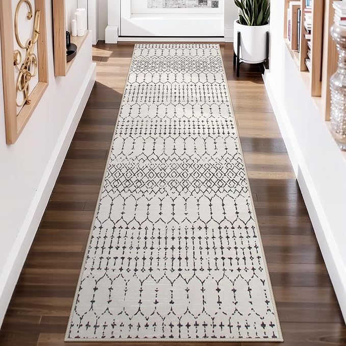 Lahome Moroccan Washable 2x6 Runner Rug, Non-Slip Beige Kitchen Hallway Runner - Image 2