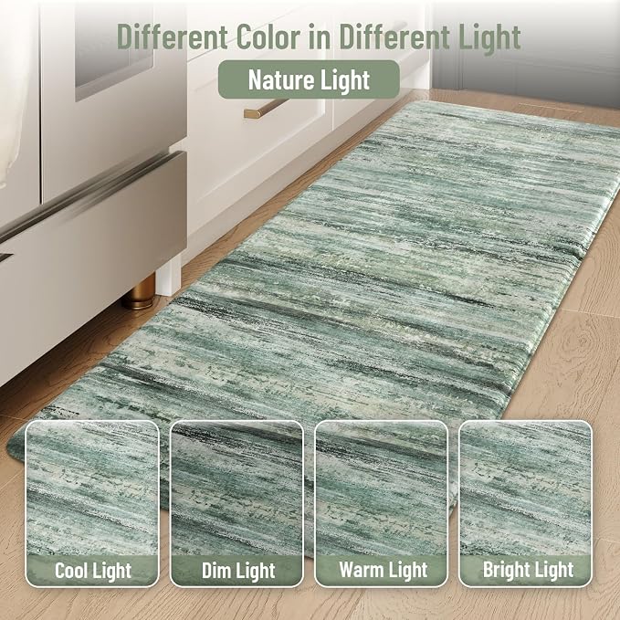 KIMODE Kitchen Mats Cushioned Anti Fatigue, Abstract Kitchen Rugs Sets of 2 - Image 9