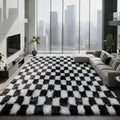 Large Area Rugs for Living Room Bedroom, 9x12 Black and White Fluffy Soft by Boshengya