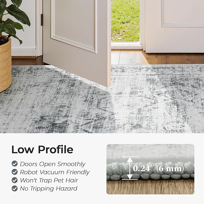 Washable Grey White Area Rugs 6x9 - Image 4