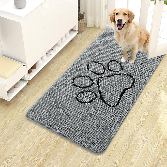 OLANLY Dog Door Mat for Muddy Paws 40x24, Paw Print Design, Absorbs Moisture by OLANLY