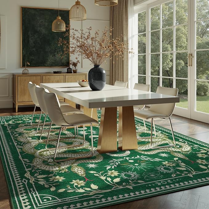 DCX Washable 5x7 Snake Rug, Soft Low Pile Carpet, Kid & Pet Friendly - Image 2