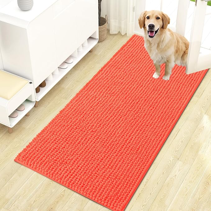 OLANLY Dog Door Mat for Muddy Paws 47x24, Ultra Absorbent Chenille Mud Doormat by OLANLY
