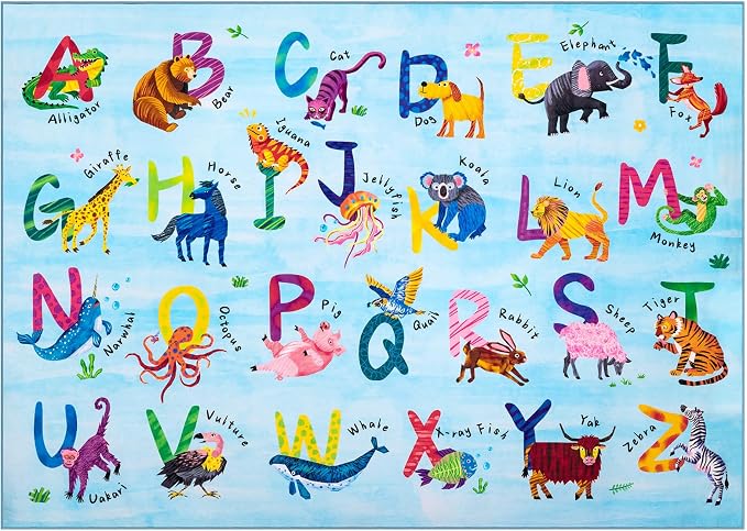 5x7 ABC Classroom Rug for Kids Playroom, Alphabet Rug - Image 8
