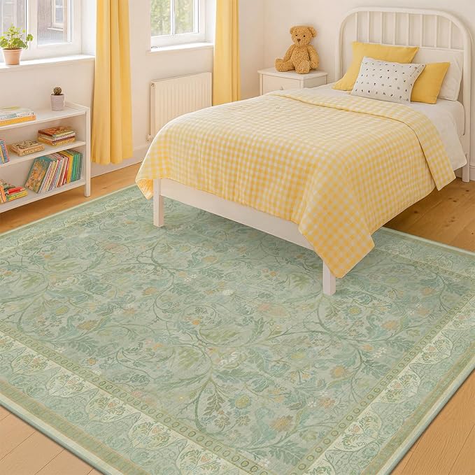 5x8 Sage Green Nursery Area Rug Non Slip, Soft Washable Rugs - Image 6