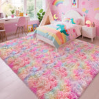 Soft Fluffy Area Rug 8x10 Plush Rainbow Rugs - Image 3