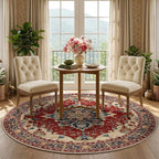 RELEANY Area Rugs Round 5ft Washable Non-Slip, Floral Vintage Distress - Image 2