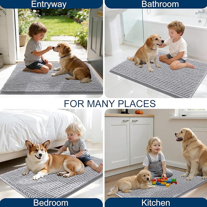 OLANLY Dog Door Mat for Muddy Paws 59x20, Ultra Absorbent Chenille Mud Doormat - Image 8