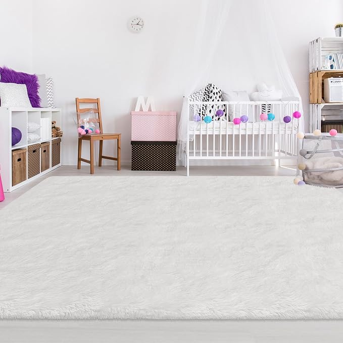 Fluffy White Area Rug for Living Room Bedroom Large Plush Area Rug 6x9 Shag - Image 7