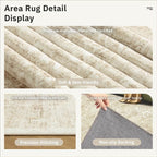 Soalmost 5x7 Area Rugs Beige Low Pile Indoor Washable Trendy Faded Style Floral - Image 6