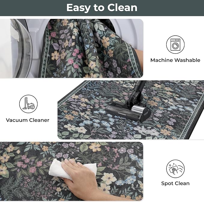 GRANNY SAYS Boho Kitchen Rug Sets of 3, Non Slip Washable Faux Wool Kitchen Mats - Image 4