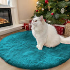 OLANLY Teal Round Rugs for Bedroom by OLANLY