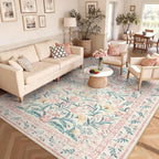 Wonnitar 8x10 Washbale Rugs for Living Room, Boho Pink Room Decor for Girls - Image 5
