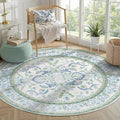 DCX Area Rug 5x5 Botanical Floral Washable Rugs in Green and Blue Soft Non Slip by DCXWashableRug