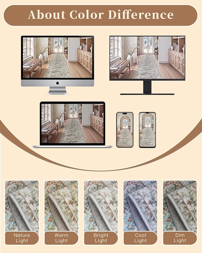 Madane Runner Rug 2'6''x8' Kitchen Runner, Hallway Runner Printed Vintage - Image 13