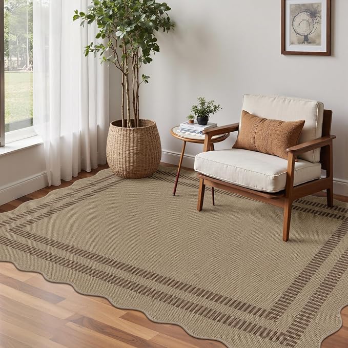 Modern Easy Jute 4x6 Outdoor Patio Rug, Washable Indoor Brown Kitchen Rugs - Image 7