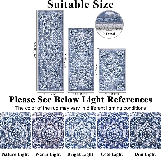 Ileading Boho Kitchen Rugs Sets 3 Piece - Image 2