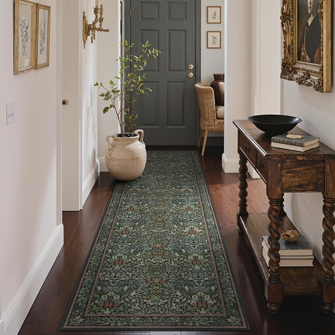 GENIMO Floral Washable Runner Rug 2’6”x12’, Non-Slip Long Hallway Carpet - Image 3