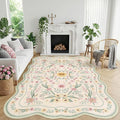 Scalloped Rug 7x9, Sage Green Floral Washable Non Slip Area Rug by Dadasgk
