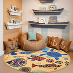 jinchan 4ft Coastal Round Rug Kids Washable Fun Rug Colorful Ocean Fish Small - Image 9