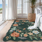 Lahome Floral Washable Rug- 4x6ft Green Bedroom Girls Ultra-Thin Soft Living - Image 3