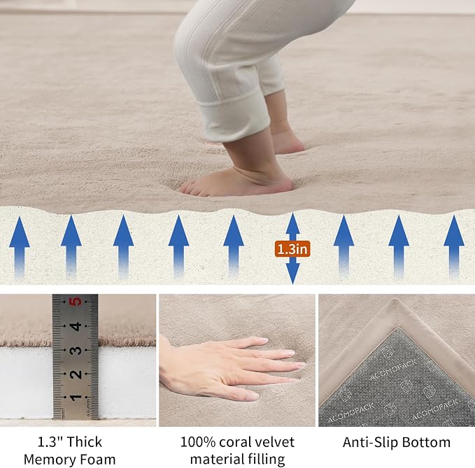 ACOMOPACK Baby Play Mat for Floor, 1.3" Thick Memory Foam Area Rug for Living - Image 2